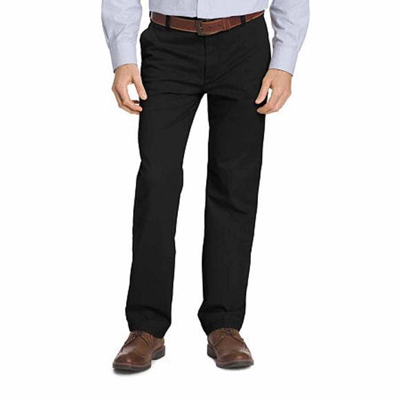 NWT IZOD Big & Tall Sportflex Waistband Stretch Flat Chino Pants,48W x 32L,Black - Picture 1 of 2